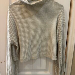 Free People Cream and Gray Cowl Neck Sweater